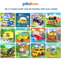 Bộ tranh ghép hình bằng gỗ Pikaboo đa dạng các chủ đề cho bé