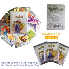 Thẻ bài Pokemon bộ 10 thẻ bài màu vàng kim cao cấp