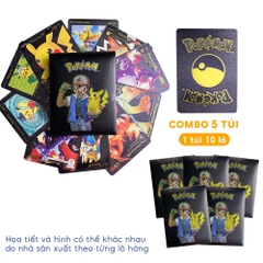 Thẻ bài Pokemon bộ 10 thẻ bài màu vàng kim cao cấp