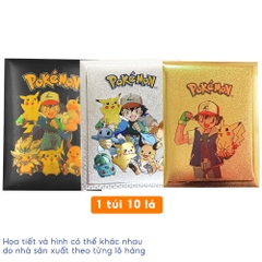 Thẻ bài Pokemon bộ 10 thẻ bài màu vàng kim cao cấp