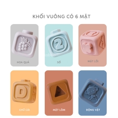 Đồ chơi tháp xếp chồng vòng tròn gấu và xếp hình khối