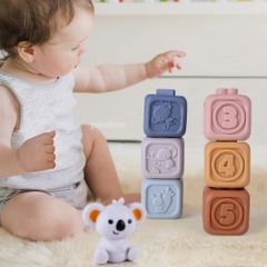 Đồ chơi tháp xếp chồng vòng tròn gấu và xếp hình khối