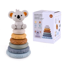 Đồ chơi tháp xếp chồng vòng tròn gấu và xếp hình khối