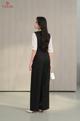 56004B85 - Jumpsuit đen đũi vân xương cá