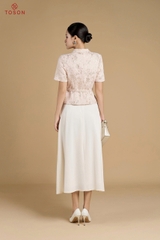 19344 - Áo vest tay cộc gấm hoa kim tuyến thắt đai eo