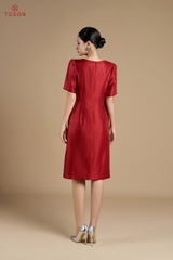 49033D66 - Đầm suông tapta đỏ ánh kim đính cườm TT