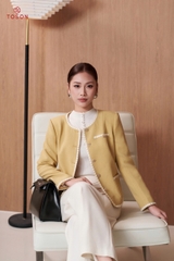 82008V95 - Áo vest suông tweet vàng can dây dệt