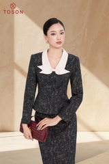 B8357H65 - Bộ vest u mì họa tiết cổ nơ: Vest + C.váy