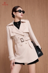 94056 - Áo măng tô dáng lỡ, tà bong thắt đai eo