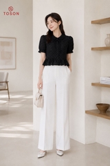 11004 - Áo đũi chấm bi cổ sam đính nơ