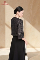 82021 - Áo khoác ngắn gấm lông thêu hoa