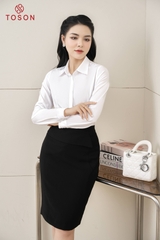 31047B33 - Chân váy trượt hàn đen, dáng ôm cạp can tà bong SXTN.