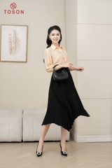 12928C63 - Áo tơ gân cam cổ đức tay lỡ can ren