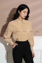 23042B51- Quần đen dáng baggi cạp phối cả 2 bên trượt hàn.