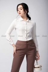 22011N31 - Quần tây màu cafe cháy, dáng ôm cạp thấp bản 7cm..
