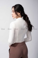 22011N31 - Quần tây màu cafe cháy, dáng ôm cạp thấp bản 7cm..