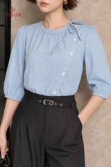 21040G96 - Quần denim ghi dáng suông dây đai cạp