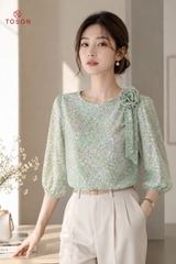 13168 - Áo lụa vai đính nơ hoa (Limitted)