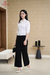 14151W66 - Áo trắng thô bamboo túi thêu hoa hồng