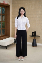 14151W66 - Áo trắng thô bamboo túi thêu hoa hồng