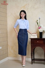 JDC01 - Chân váy bò denim lé phối