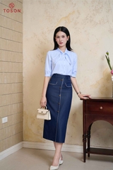 JDC01 - Chân váy bò denim lé phối