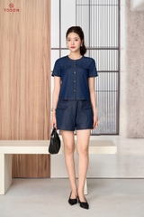 JAN02T06 - Áo sơ mi denim diễu chỉ bò
