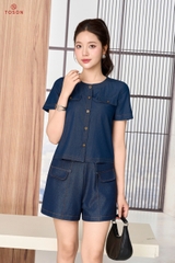 JAN02T06 - Áo sơ mi denim diễu chỉ bò