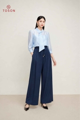 14176 - Áo tơ vân tencel, cổ cách điệu nơ