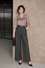14181 - Áo lụa chấm bi, ngực xếp ly