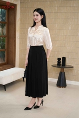 14181 - Áo lụa chấm bi, ngực xếp ly