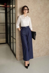 JQD45X66 - Quần denim suông, cửa túi đính cúc