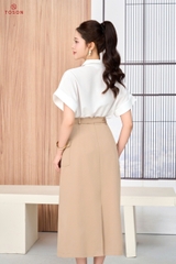 15138W96 - Áo cổ đức thô lụa trắng tay dơi