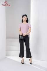 14797P63 -Áo peplump hồng xước nhật, cổ chiết ly