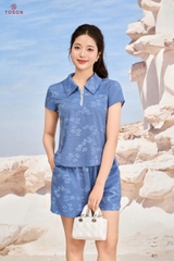 B1235X66 - Bộ cotton bò: Áo kéo khóa + Quần short