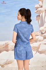 B1235X66 - Bộ cotton bò: Áo kéo khóa + Quần short