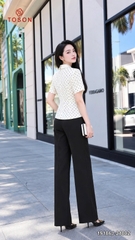 19186J66 - Áo croptop cổ sen kem chấm bi