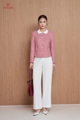 82014D95 - Áo vest cổ sam tweet đỏ trắng