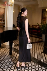 B1427B65 - Bộ đen: áo tơ khoác+ Đầm lụa 2 dây (limitted)