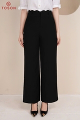 21994B05 - Quần suông đen cạp lượn sóng