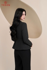 87001G65 - Vest dạ text ghi chì thắt đai eo