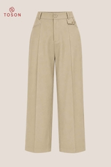 20055N96 - Quần suông phối nắp túi- kaki thô nâu nhạt