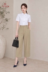 20055N96 - Quần suông phối nắp túi- kaki thô nâu nhạt
