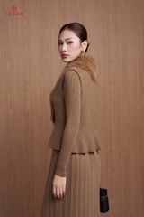 B6704 - Bộ len cổ lông: Gile + Đầm (Freesize)