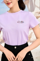 AP233 - Áo phông croptop, dáng ôm, in chữ Hello