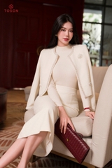 B8374E65 - Bộ u mì xốp kem: Vest ngắn + C.váy