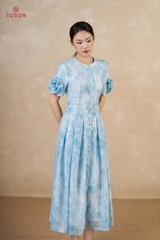 44102 - Đầm xòe ly súp tơ in  tay