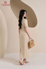 B8382K95 - Bộ text kẻ ô vàng: Vest tay cộc + C.Váy