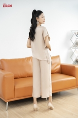 B1206E63 - Set lụa be: Áo lệch vai + quần cullotes dáng dài Limitted......