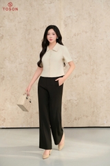 21010B95 - Quần đen trượt hàn, dáng suông túi thẳng